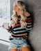 O-neck Striped Knitted Sweater