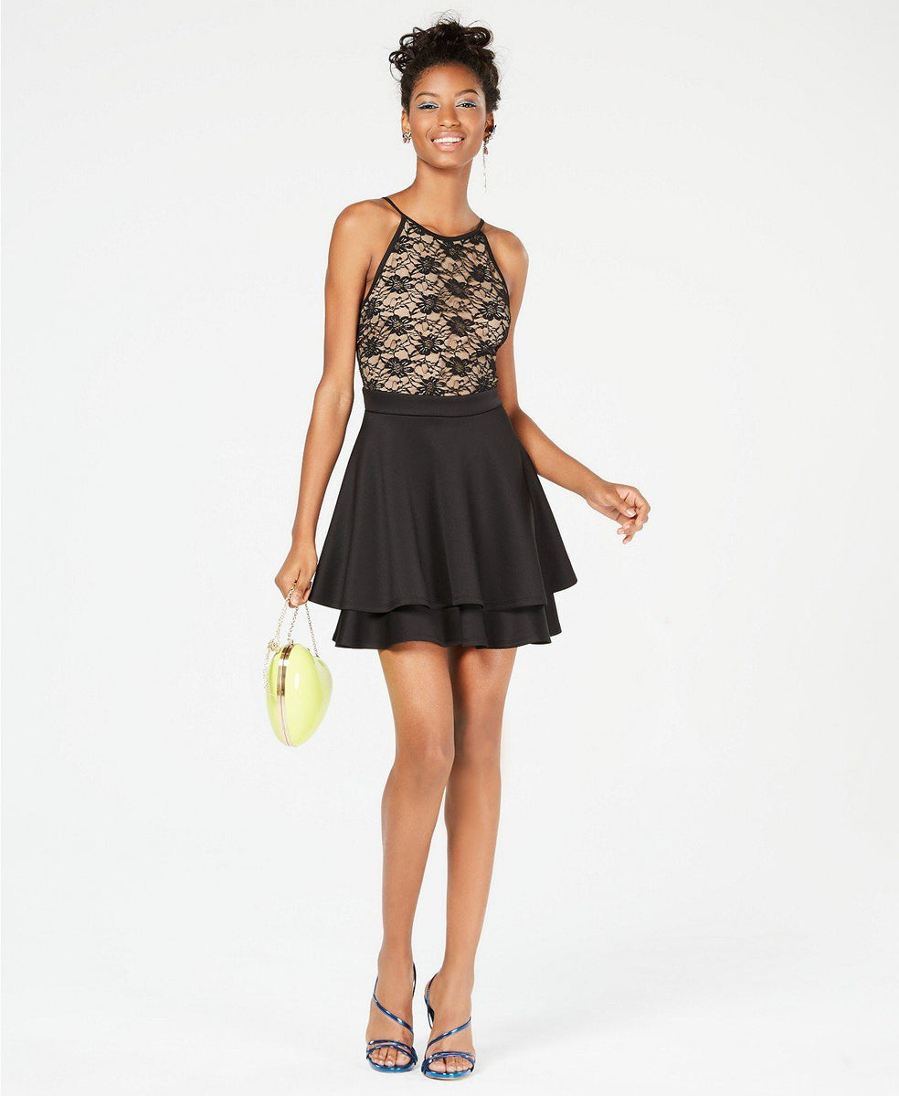 juniors lace fit and flare dress INVITEE Juniors' Lace Sleeveless Fit & Flare Dress