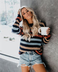 O-neck Striped Knitted Sweater