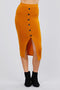 Front Button Detail Rib Midi Skirt