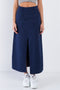 Navy Blue Denim Midi Center Slit High Waist Casual Skirt