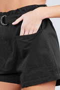 Side Pocket Rolled Up Paper Bag Cotton Short Pants