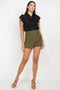 Button Tab High Rise Paperbag Shorts