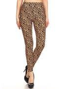 Leopard Printed, Full Length, High Waisted Leggings In A Fitted Style With An Elastic Waistband.
