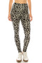 Long Yoga Style Banded Lined Leopard Animal Printed Knit Legging With High Waist.