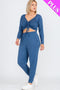 Plus Size Strap Ruched Top And Jogger Pants Set