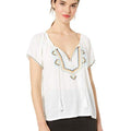 Lucky Brand Embroidered Short Sleeve Peasant Top - Lucky Brand - DSY Retailers