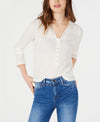 Juniors' Crochet-Trimmed Rib-Knit Henley Top - American Rag - DSY Retailers