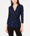 Printed Faux-Wrap 3/4-Sleeve Top - Anne Klein - DSY Retailers