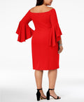 R&M Richards Womens Off-The-Shoulder Bell Sleeves Cocktail Dress - R&M Richards - DSY Retailers