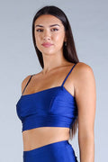 Sexy Spaghetti Strap Darted Under Bust Crop Top Top DSY Gucci Blue S 