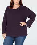 Style & Co Plus Size Lantern-Sleeve Contrast-Stitch Sweater - Style & Co - DSY Retailers