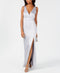 V-Neck Satin Slit Gown - Adrianna Papell - DSY Retailers